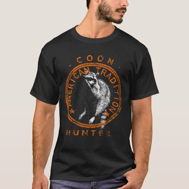 Coon Hunter American Patriotic Racoon Hunting Tra T-Shirt (Front)