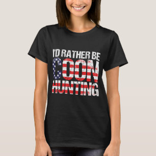 Coon Hunting American Flag Funny Racoon Hunting T-Shirt