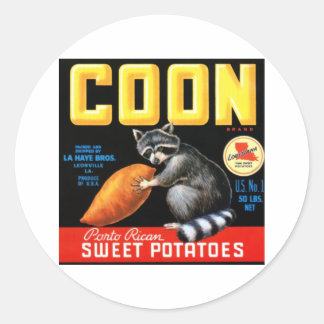 Coon Sweet Potatoes Classic Round Sticker