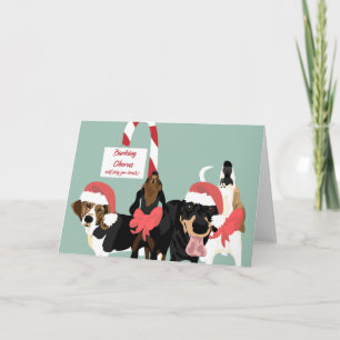 Coonhound barking Chorus Holiday Card