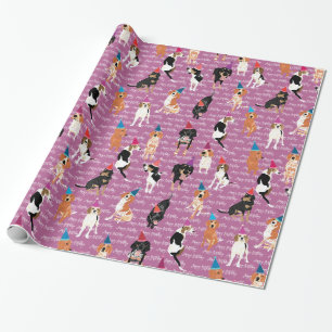 Coonhound Birthday (Pink) Wrapping Paper