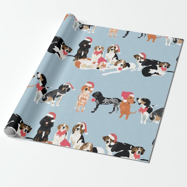 Coonhound Christmas Wrapping paper (Unrolled)