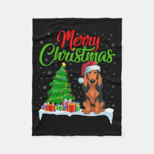 Coonhound Dog Christmas Tree Lights Xmas Coonhound Fleece Blanket