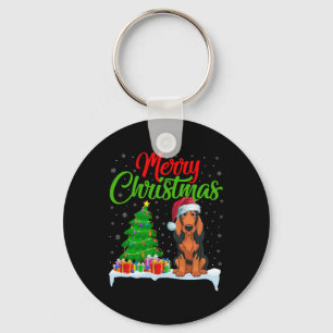 Coonhound Dog Christmas Tree Lights Xmas Coonhound Key Ring