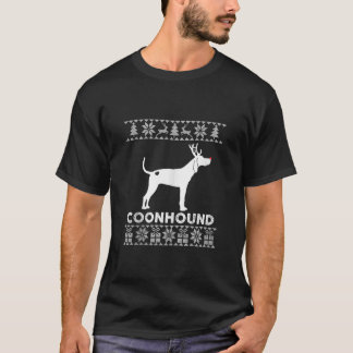Coonhound Dog Lover Owner Reindeer Ugly Christmas  T-Shirt
