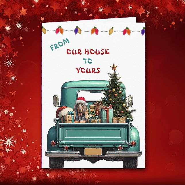 Coonhound Dog Retro Farm Truck Christmas Card (Creator Uploaded)