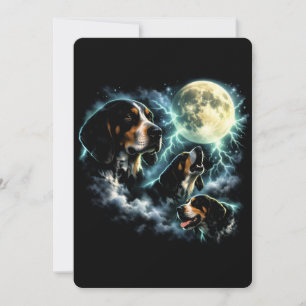 Coonhound Howling Under the Moon Rustic Dog Invitation
