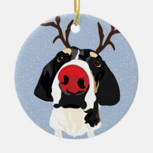Coonhound Rudolph Ceramic Ornament