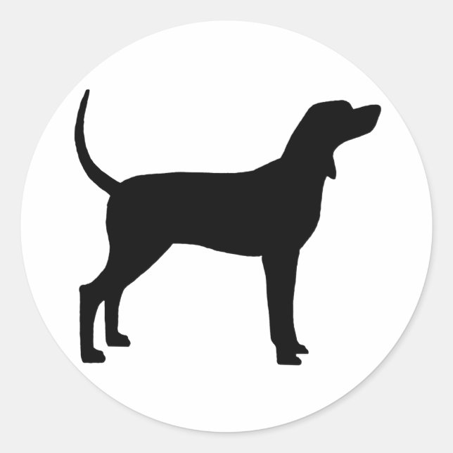 Coonhound Silhouette (black) Classic Round Sticker (Front)