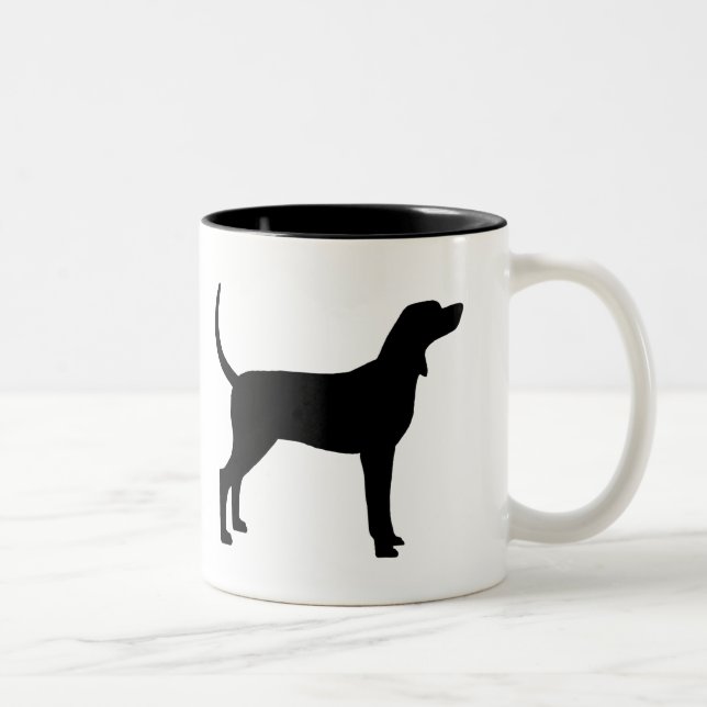 Coonhound Silhouette (black) Two-Tone Coffee Mug (Right)