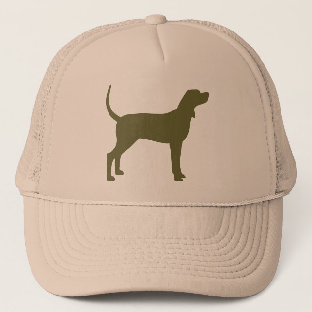 Coonhound Silhouette (olive green) Trucker Hat (Front)