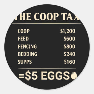 Coop Tax Funny Crazy Ckyard Chicken Lady Homestead Classic Round Sticker