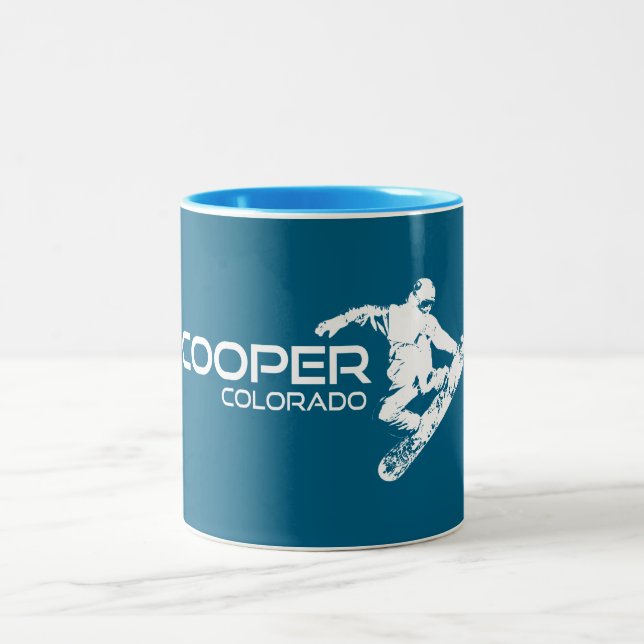 Cooper Colorado Snowboarder Two-Tone Coffee Mug (Center)