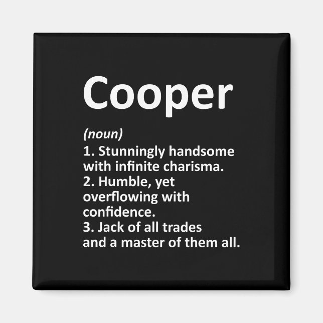 Cooper Definition Personalised Name Funny Birthday Magnet (Front)