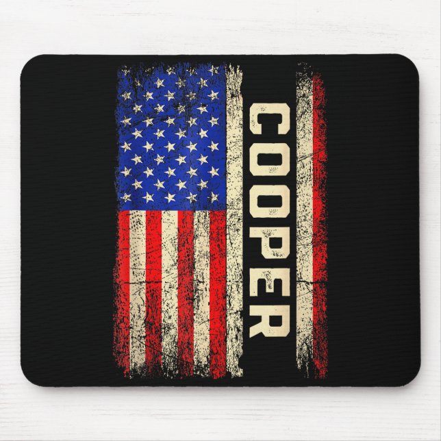 Cooper Last Name Shirt Cooper Name American Flag F Mouse Pad (Front)
