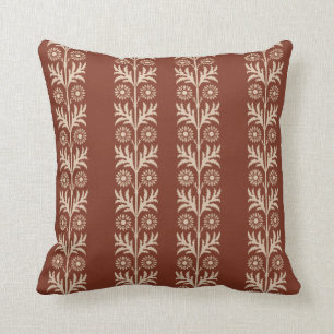 Cooper Red Arts and Crafts Floral Stripe Cushion