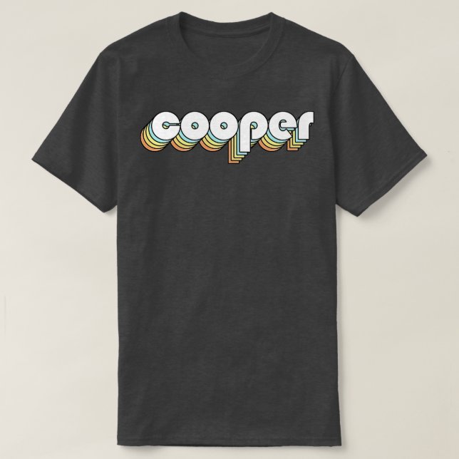 Cooper Retro Rainbow Typography Faded Style T-Shirt (Design Front)