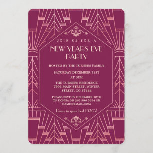 Cooper Rose Great Gatsby 1920s New Year Party Invitation