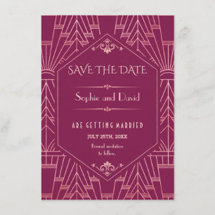 Cooper Rose Great Gatsby 1920s  Save The Date Invitation