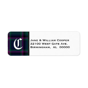 Cooper Tartan Plaid Monogram Address Labels