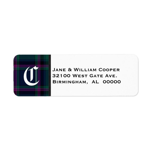 Cooper Tartan Plaid Monogram Address Labels (Front)
