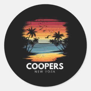 Coopers Beach New York Surfboard Surfing Vintage Classic Round Sticker