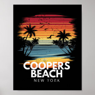 Coopers Beach New York Surfboard Surfing Vintage _ Poster