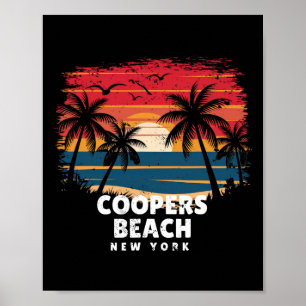Coopers Beach New York Surfboarder Palm Tree Souve Poster