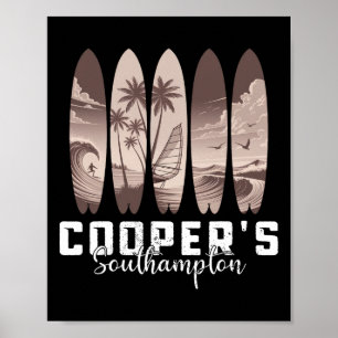 Cooper's Beach Southampton Surfboard Men Women Sur Poster