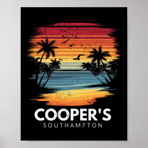 Cooper's Beach Southampton Surfboard Surfing Vinta Poster