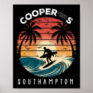 Cooper's Beach Southampton Surfboard Waves Beach Poster