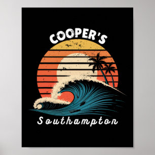 Cooper's Beach Southampton Women Men Surfboarding Poster