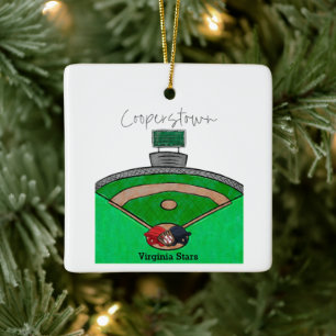 Cooperstown Baseball Field Team Memory Ceramic Ornament