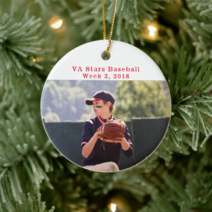 Cooperstown Baseball Photo Team Fun Facts Ceramic Ornament