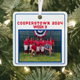 Cooperstown Baseball Photo Week Fun Facts Metal Tree Decoration
