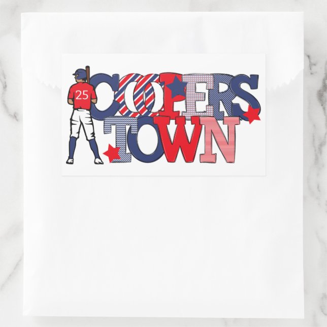 Cooperstown Baseball Player Year Patriotic Rectangular Sticker (Bag)