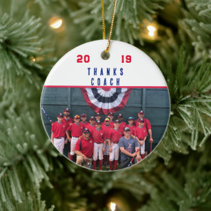 Cooperstown Baseball Thanks Coach Team Photo Facts Ceramic Ornament