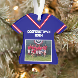 Cooperstown Custom Blue Jersey Year Photo Number Ornament