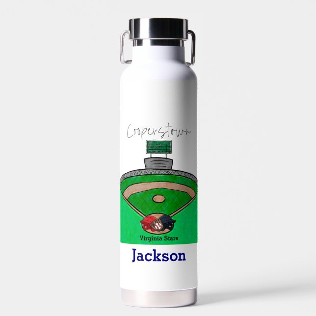 Cooperstown Field Team Name Player Personalised Water Bottle (Front)