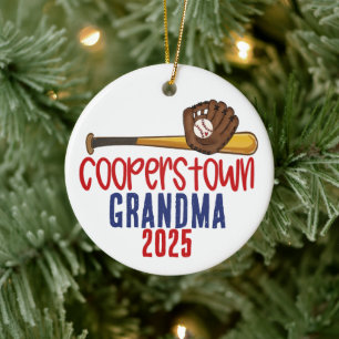 Cooperstown Grandma Nana Baseball Special Note Ceramic Ornament