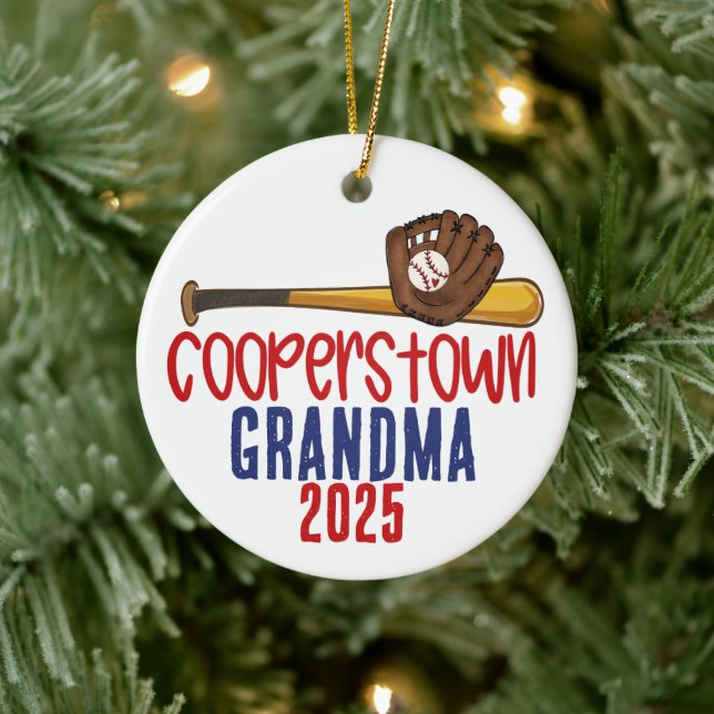 Cooperstown Grandma Nana Baseball Special Note Ceramic Ornament (Tree)