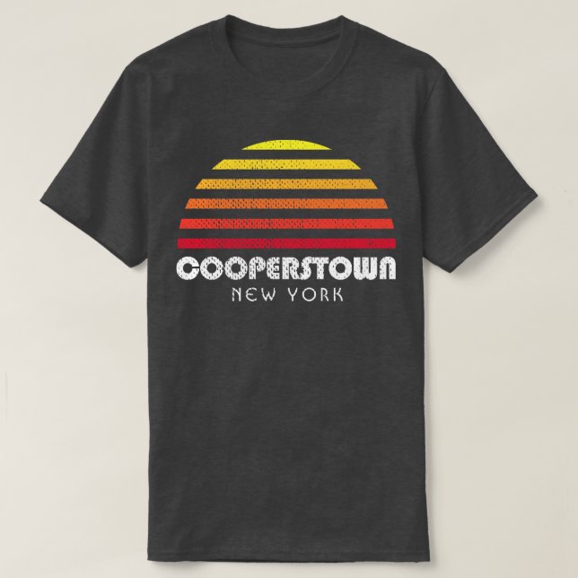 Cooperstown New York Vacation Retro Sunset T-Shirt (Design Front)