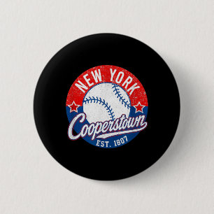 Cooperstown New York Vintage Baseball Retro Travel 6 Cm Round Badge