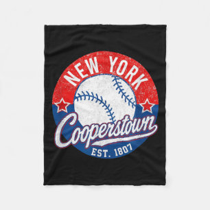 Cooperstown New York Vintage Baseball Retro Travel Fleece Blanket