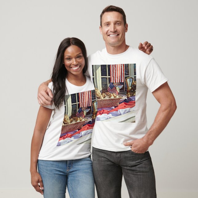 Cooperstown NY - Bakery Window With American Flags T-Shirt (Unisex)