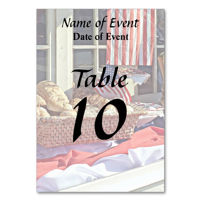 Cooperstown NY - Bakery Window With American Flags Table Number (Back)