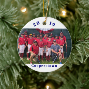 Cooperstown NY Baseball Photo Team Memories Facts Ceramic Ornament