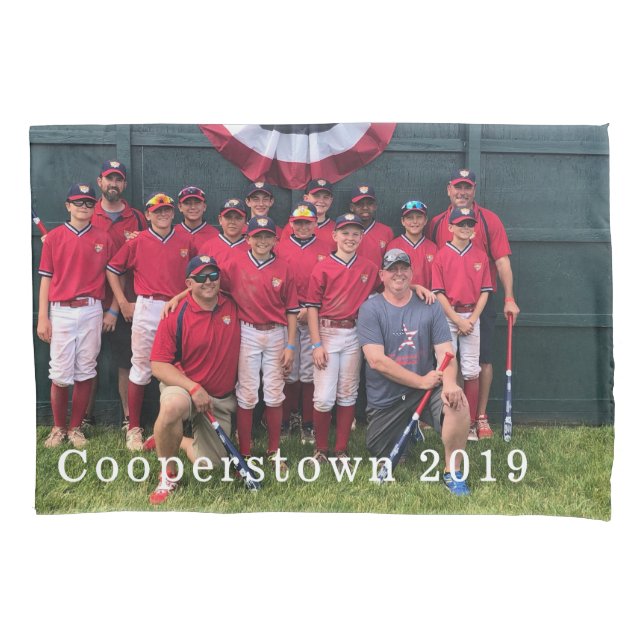 Cooperstown NY Baseball Team Photo Coach Player Pillowcase (Front)