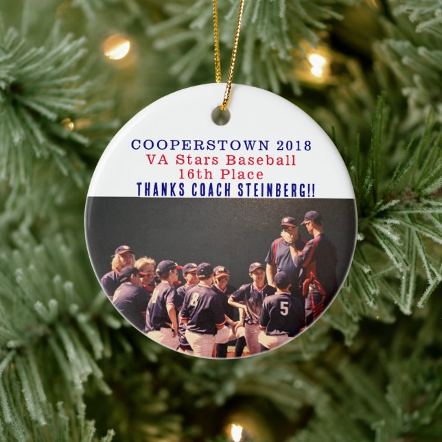 Cooperstown NY Coaches Gift Baseball Team Photo Ceramic Ornament (Tree)