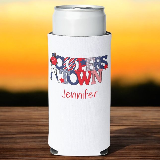 Cooperstown Patriotic Letters Baseball Moms Seltzer Can Cooler (Creator Uploaded)